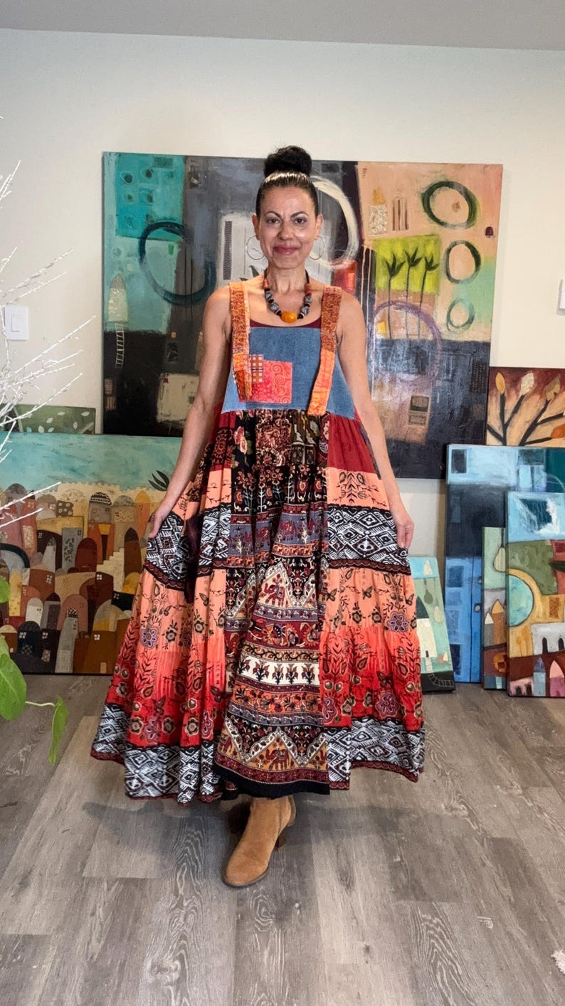Hippie Patchwork Strap Dress