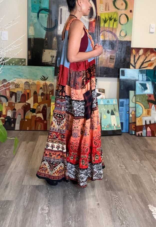 Hippie Patchwork Strap Dress
