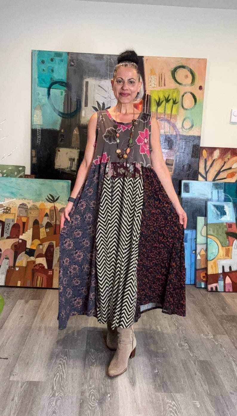 Colorful Sleeveless Patchwork Dress