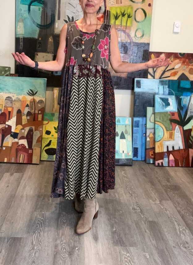 Colorful Sleeveless Patchwork Dress