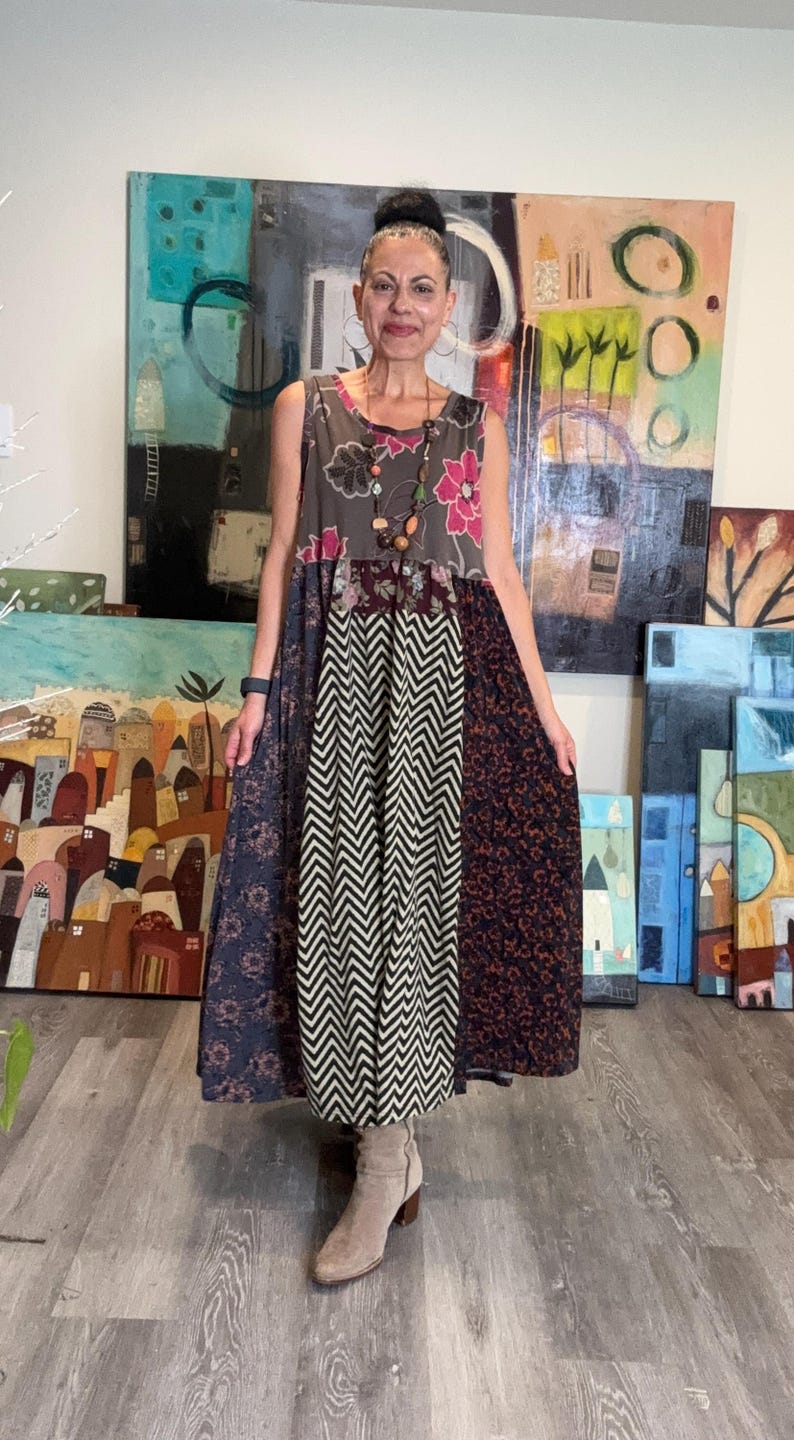Colorful Sleeveless Patchwork Dress