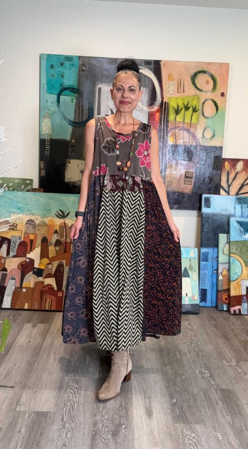 Colorful Sleeveless Patchwork Dress