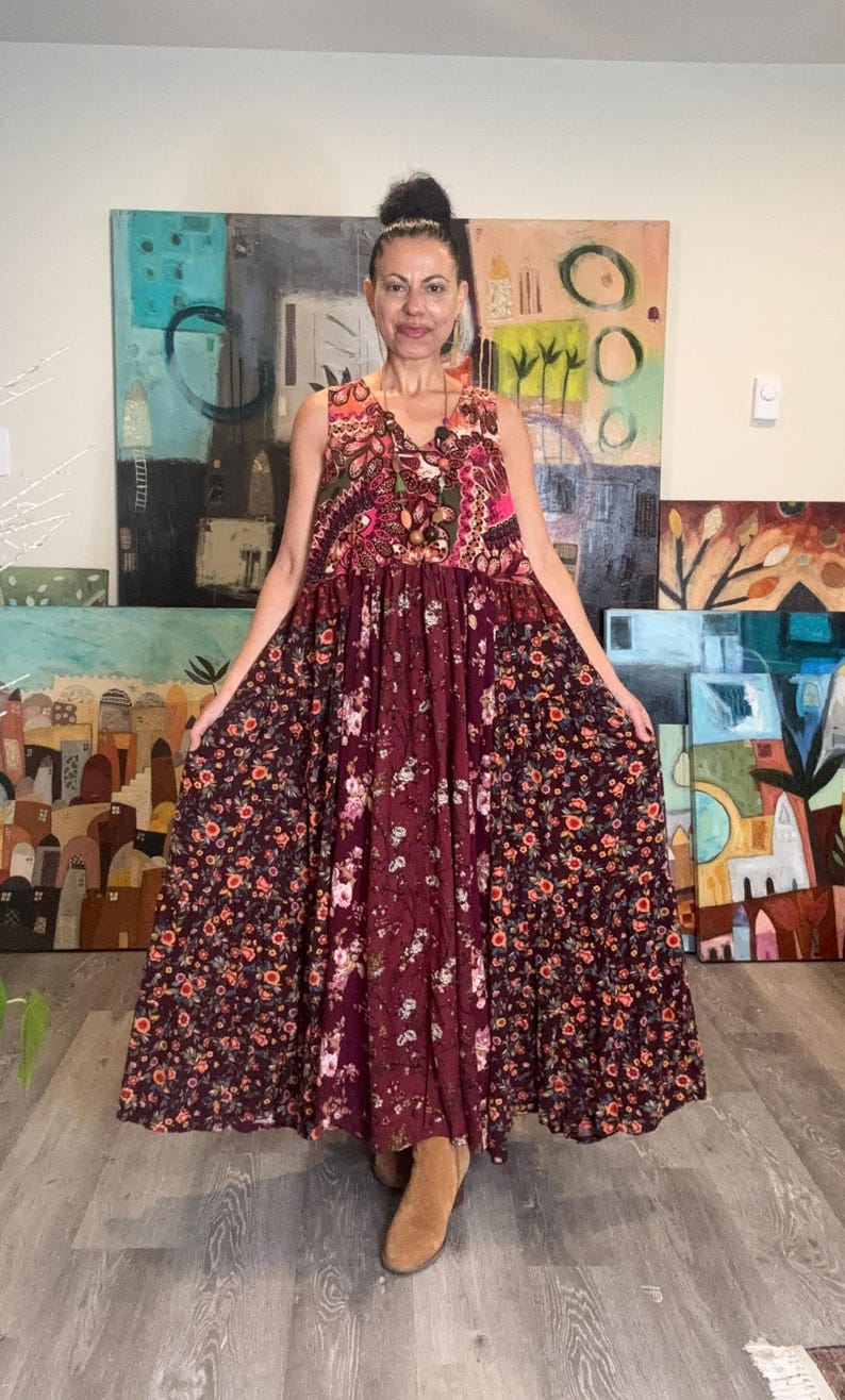 Summer Elegant Floral Patchwork Sleeveless Maxi Dress