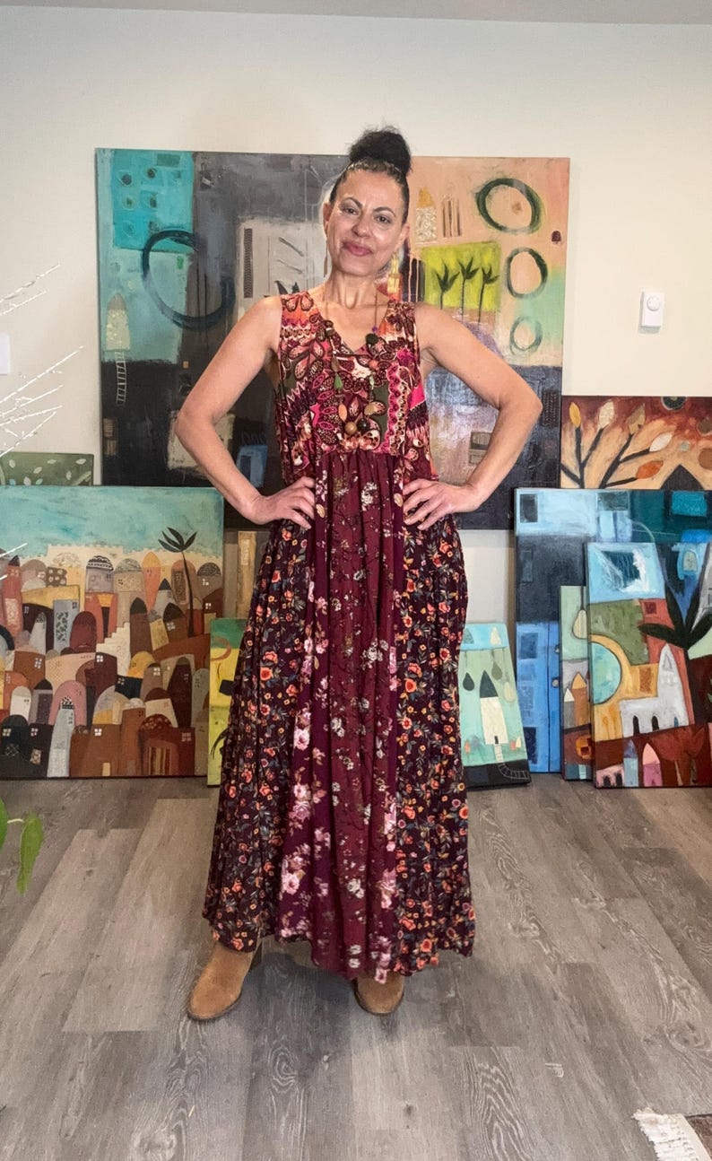 Summer Elegant Floral Patchwork Sleeveless Maxi Dress