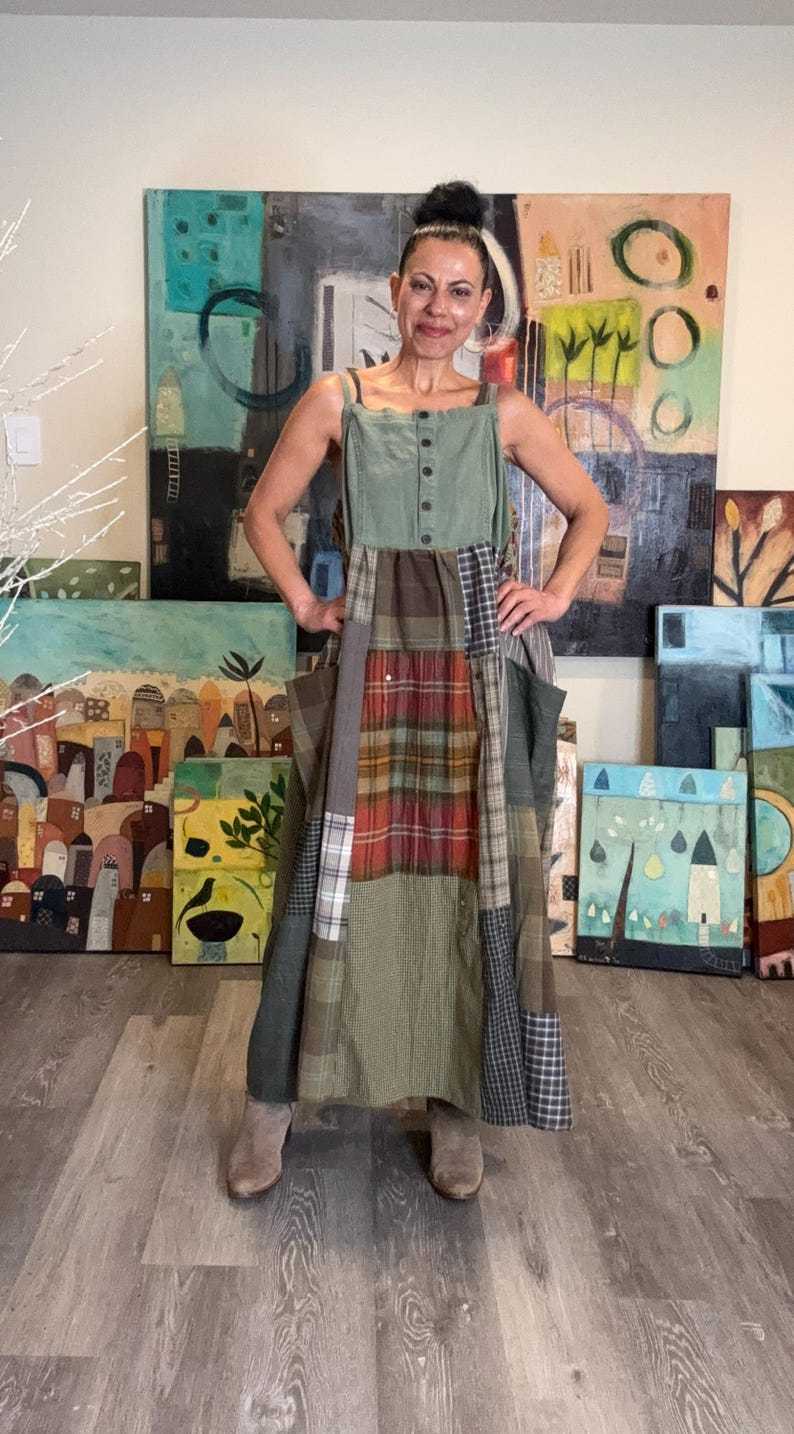 Rustic Hippie Patchwork Strap Dress