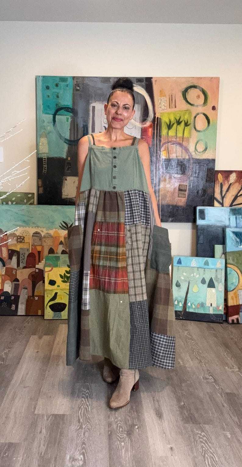 Rustic Hippie Patchwork Strap Dress
