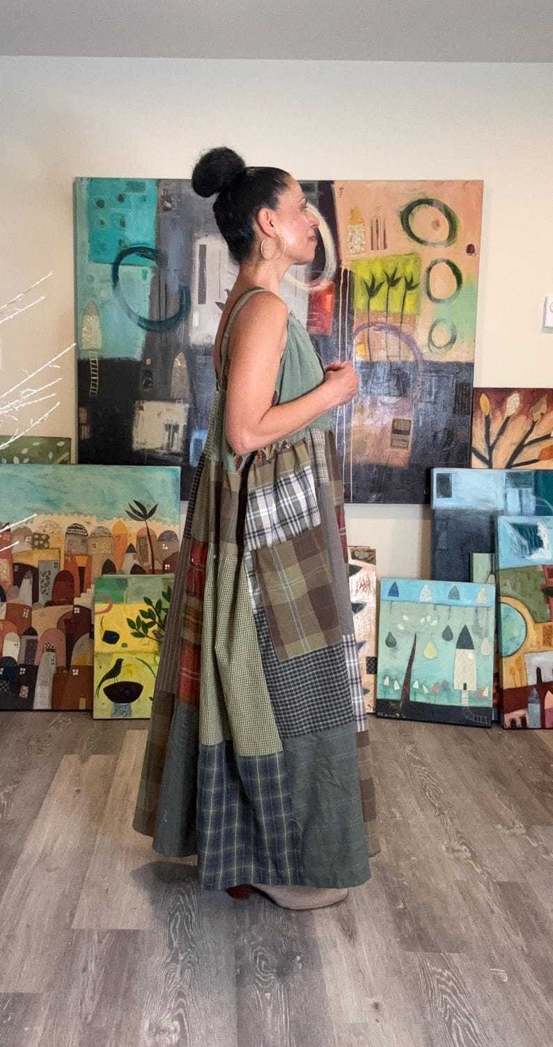 Rustic Hippie Patchwork Strap Dress