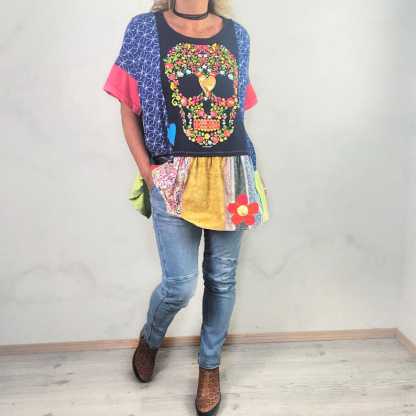 Colorful Skull Shirt Plus Size Top