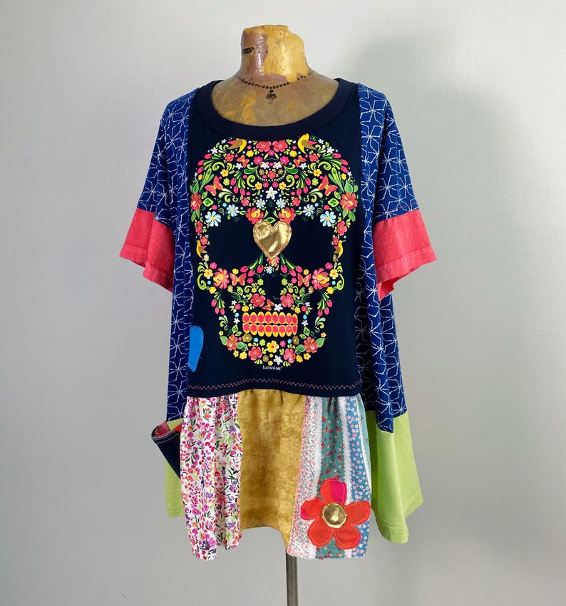 Colorful Skull Shirt Plus Size Top