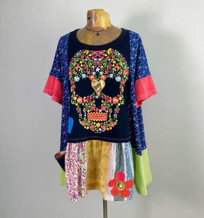 Colorful Skull Shirt Plus Size Top