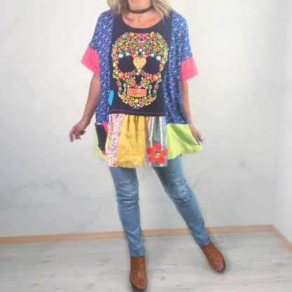 Colorful Skull Shirt Plus Size Top