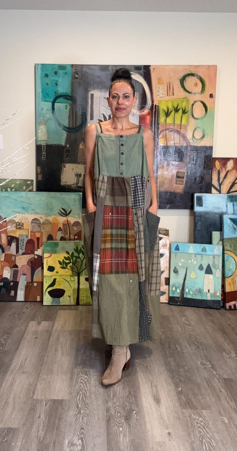Rustic Hippie Patchwork Strap Dress