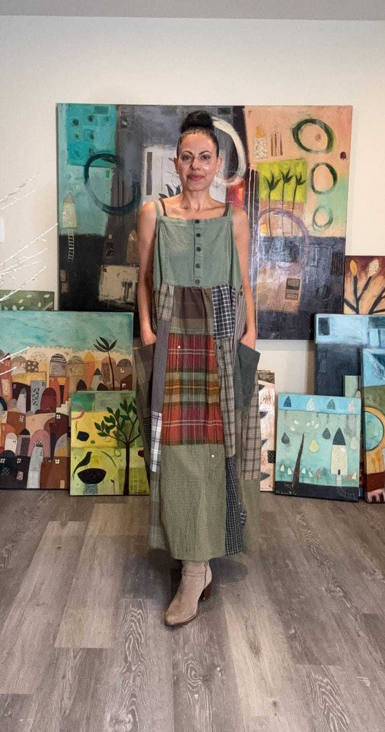 Rustic Hippie Patchwork Strap Dress