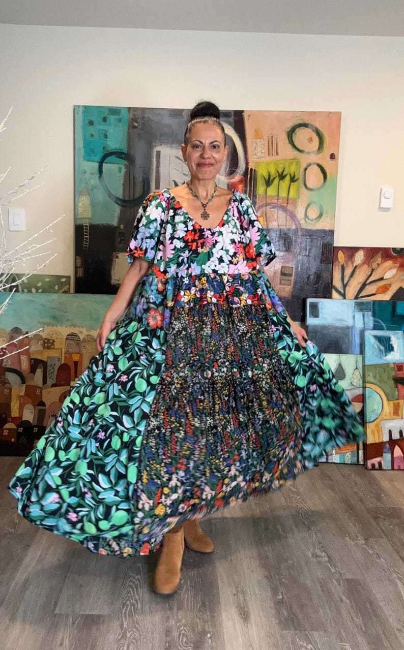Colorful Farm Chic Boho Long Dress