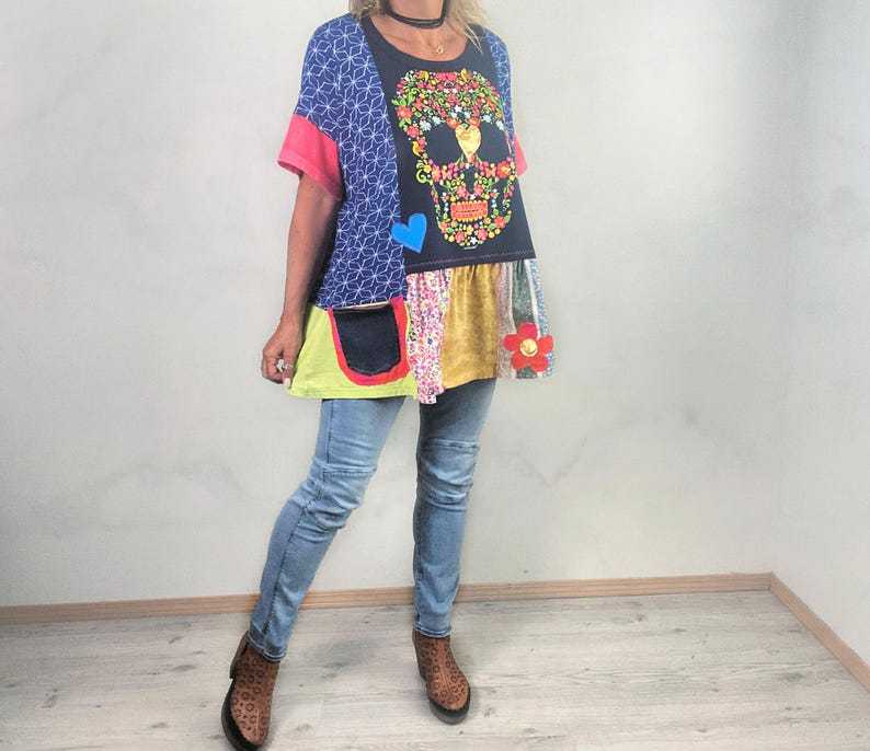 Colorful Skull Shirt Plus Size Top