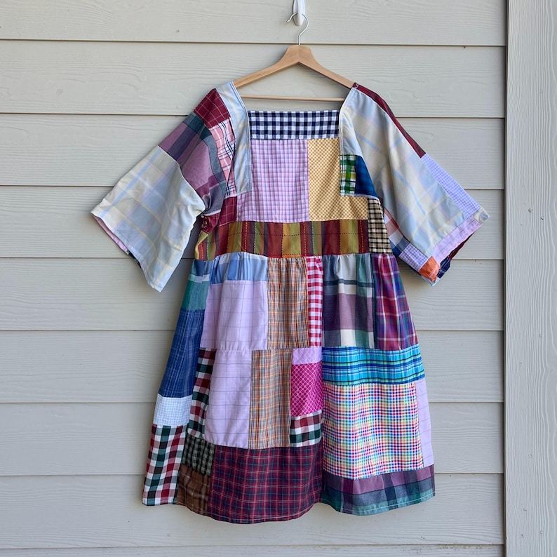 Handmade Quilted Patchwork Plaid Dress SKU 03185
