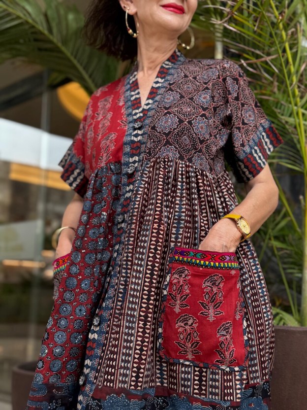 Hand Embroidery Cotton Dress with Kaftan Vibes