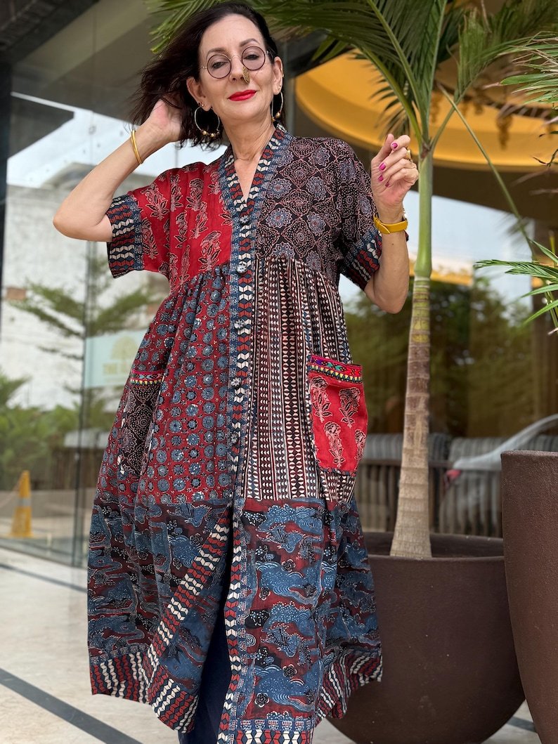 Hand Embroidery Cotton Dress with Kaftan Vibes