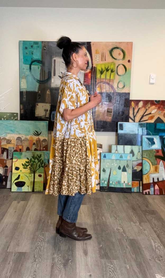 Artistic Short Sleeve Patchwork Tunic