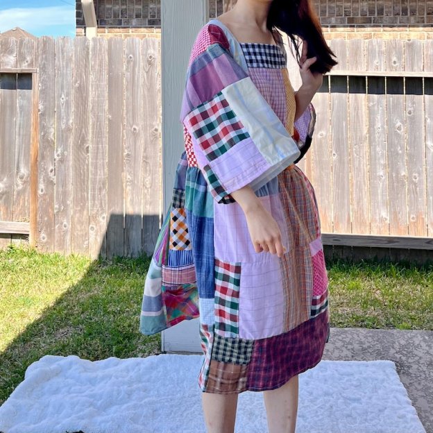 Handmade Quilted Patchwork Plaid Dress SKU 03185