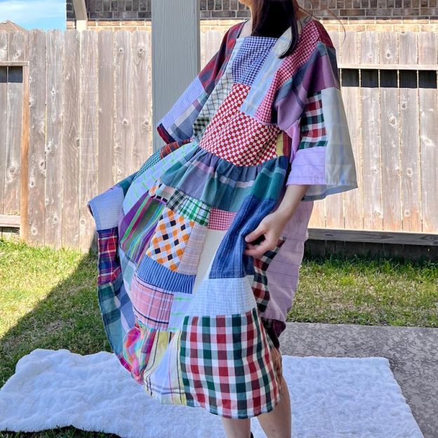 Handmade Quilted Patchwork Plaid Dress SKU 03185