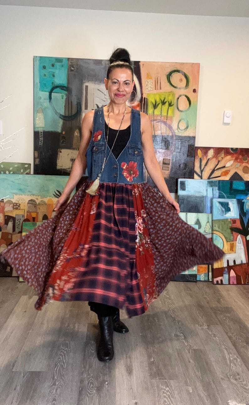 Patchwork Hippie Long Sleeveless Duster
