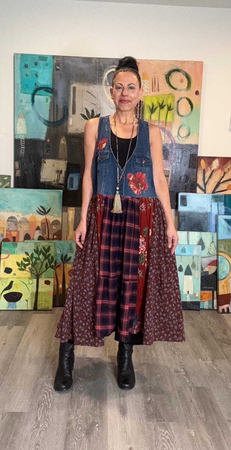 Patchwork Hippie Long Sleeveless Duster