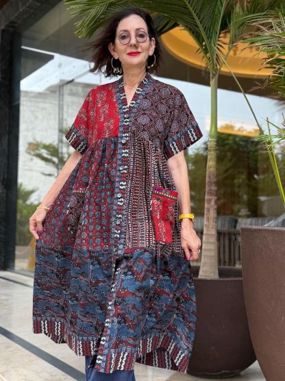 Hand Embroidery Cotton Dress with Kaftan Vibes