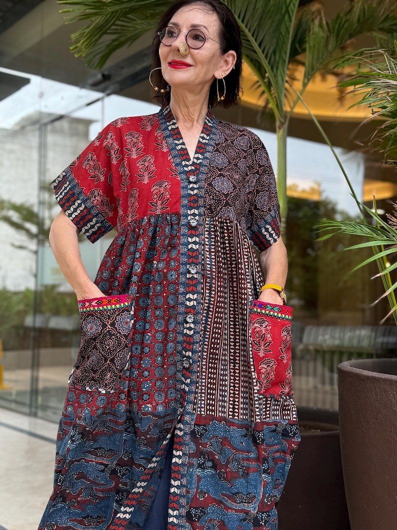 Hand Embroidery Cotton Dress with Kaftan Vibes