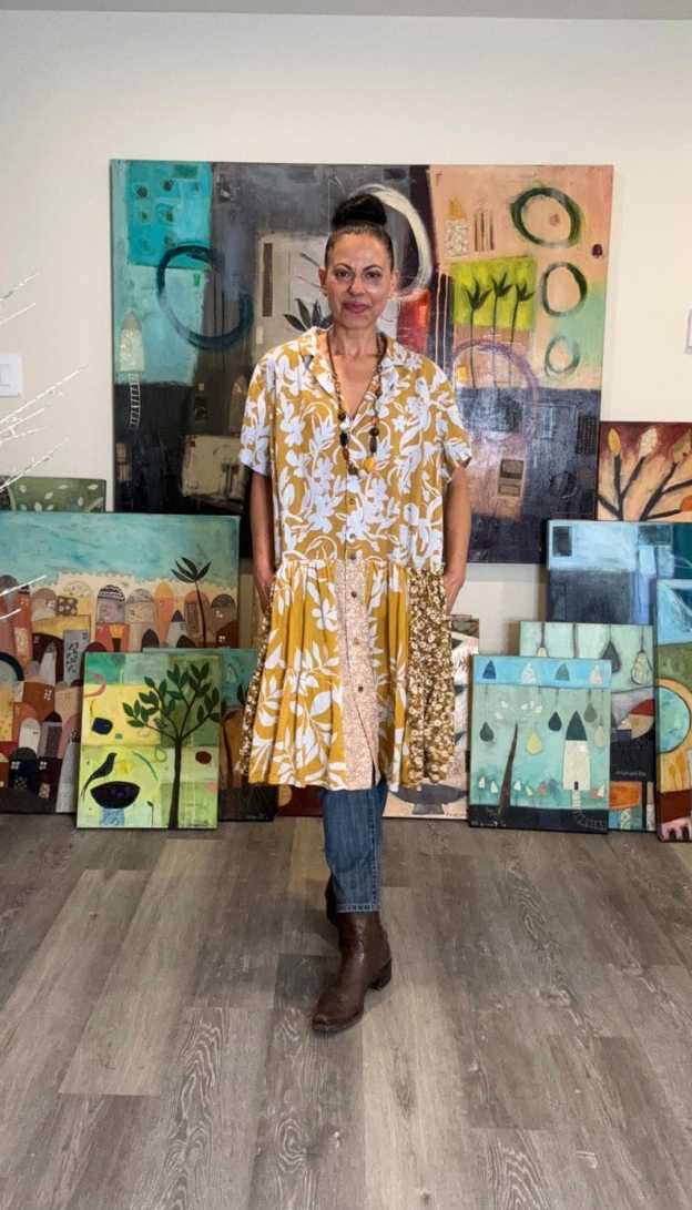 Artistic Short Sleeve Patchwork Tunic