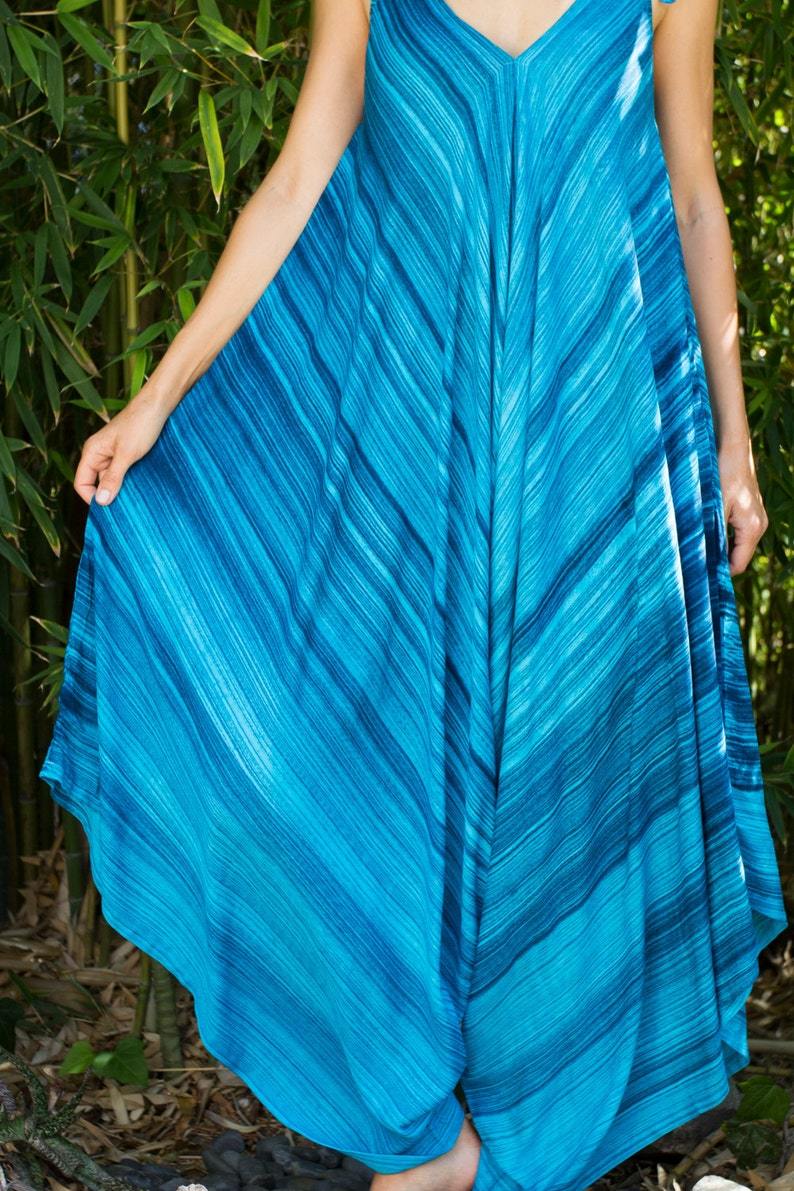 Blue & Turquoise Womens Harem Jumpsuit Infinity Dress