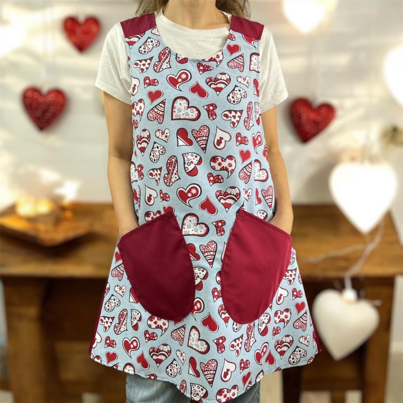 Cranberry Heart Cross Strap Apron