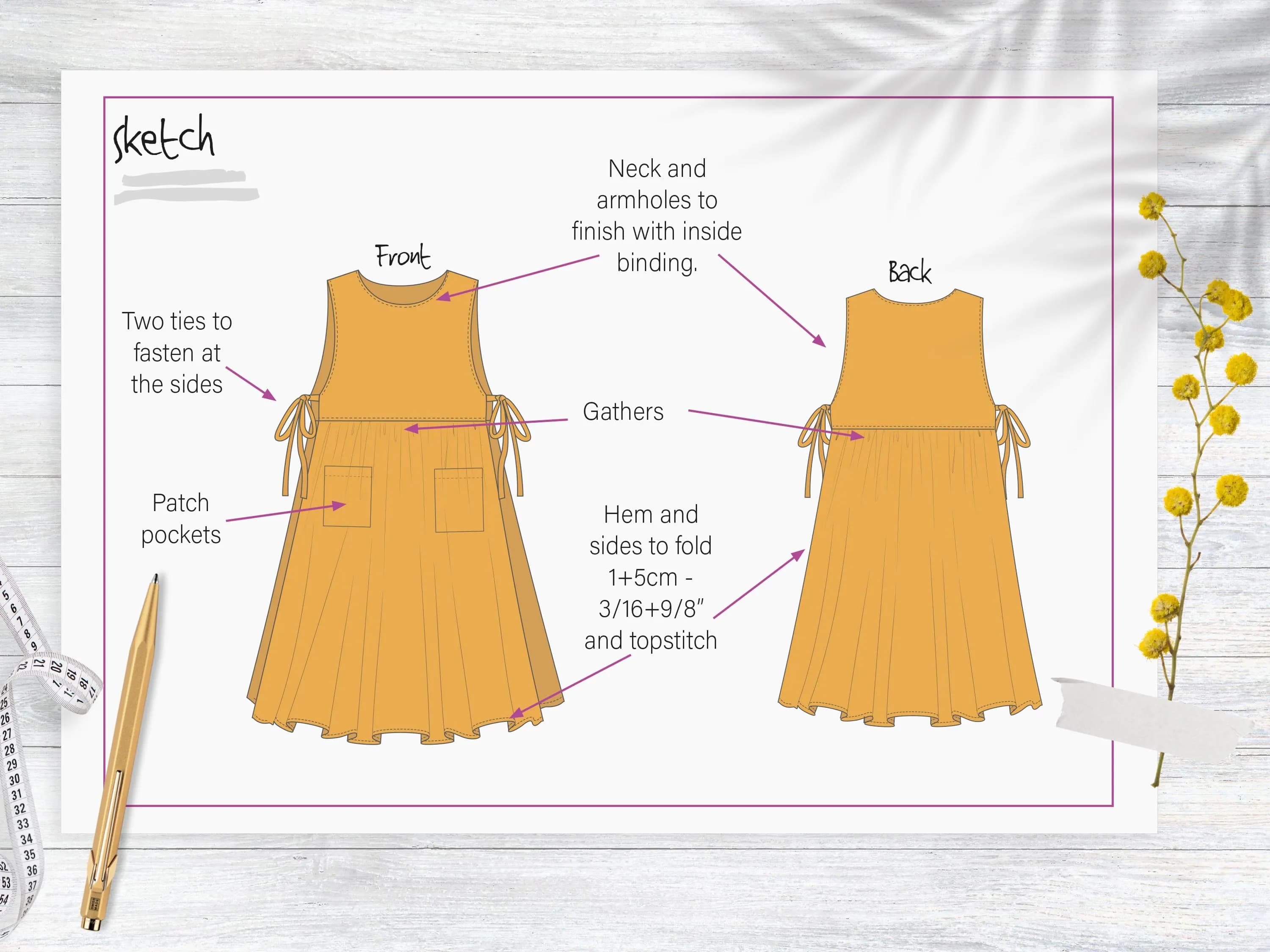 Vintage Red Apron & Dress (2-in-1) with Pockets