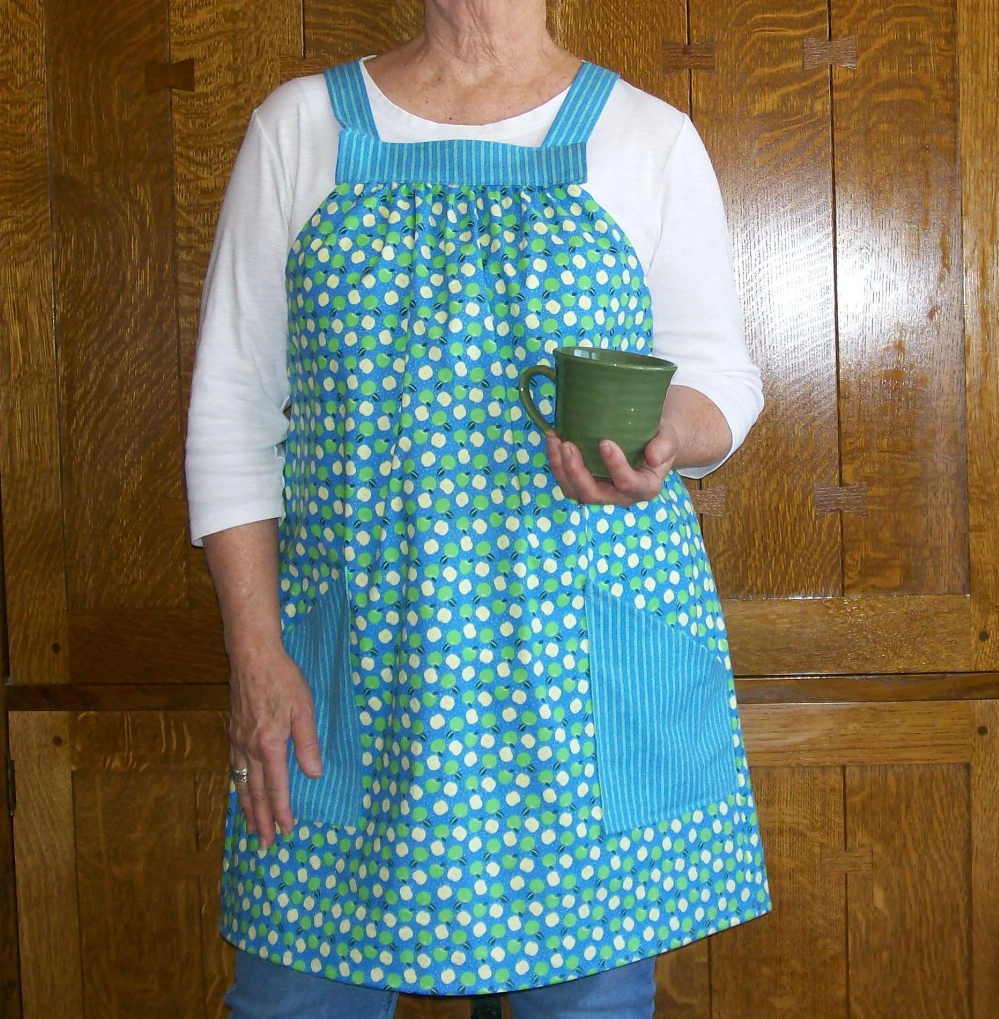 Polka Dot Stripe Ocean Stitching Loose Open Apron