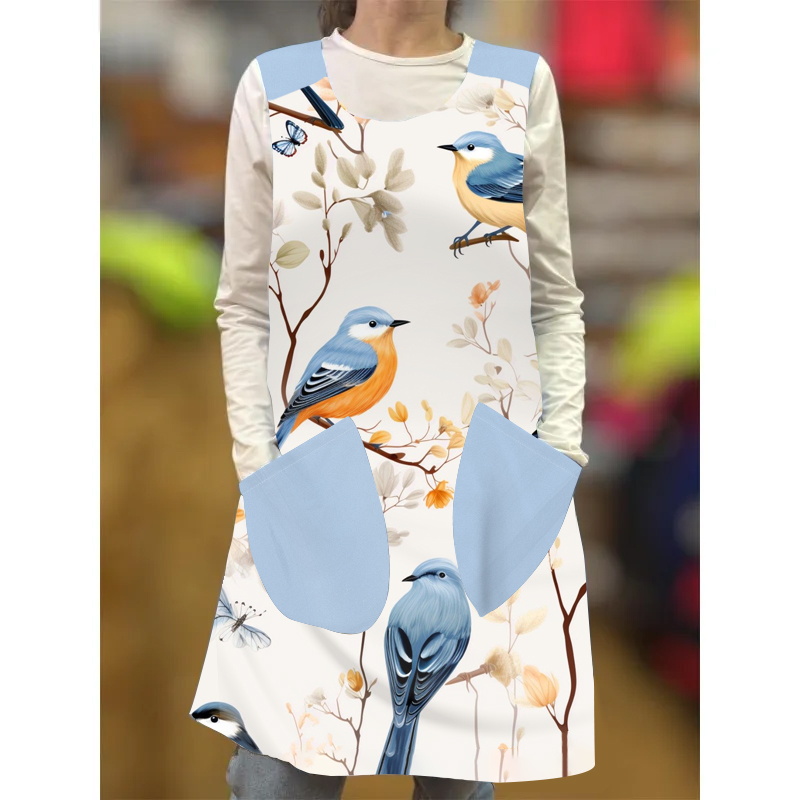 Bird Print Cross Strap Apron