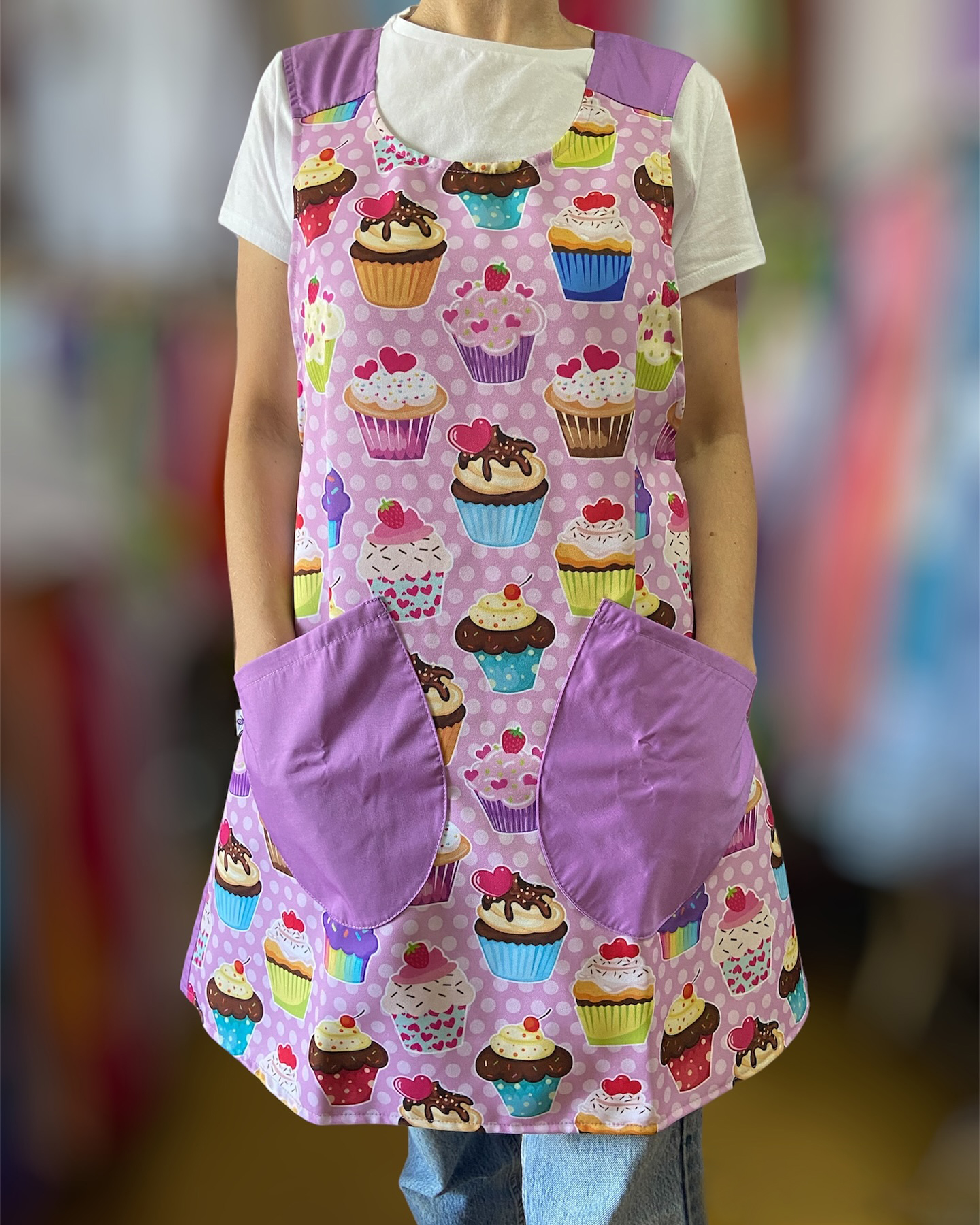 Cupcake Purple Cross Strap Apron