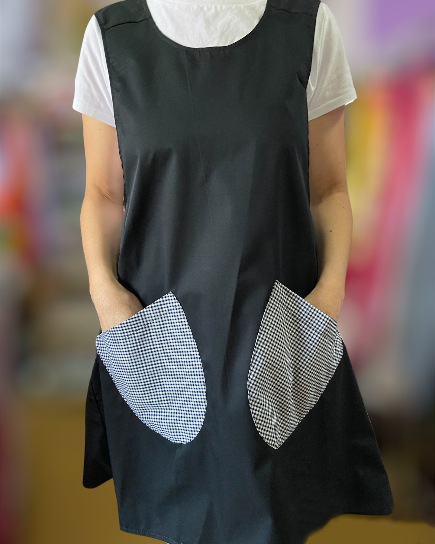 Black White Plaid Clash of Colors Cross Strap Apron