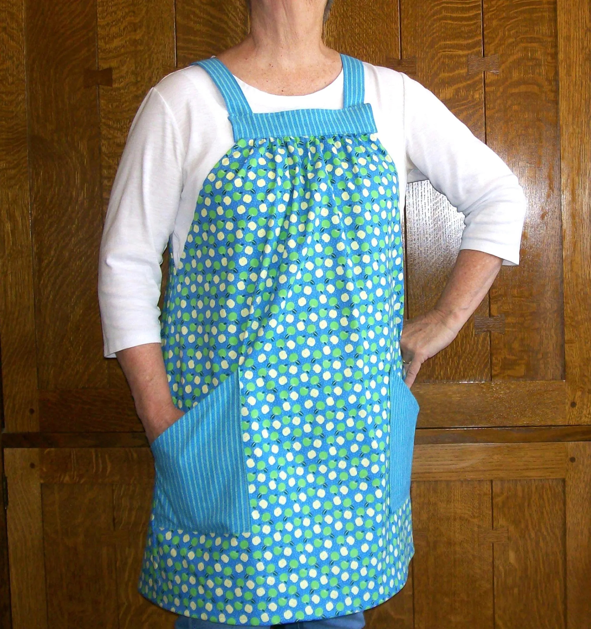 Polka Dot Stripe Ocean Stitching Loose Open Apron