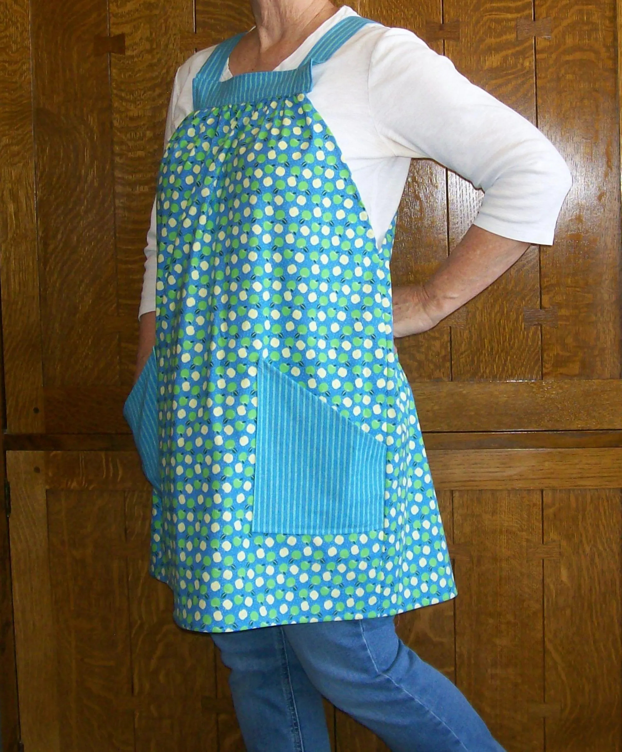 Polka Dot Stripe Ocean Stitching Loose Open Apron