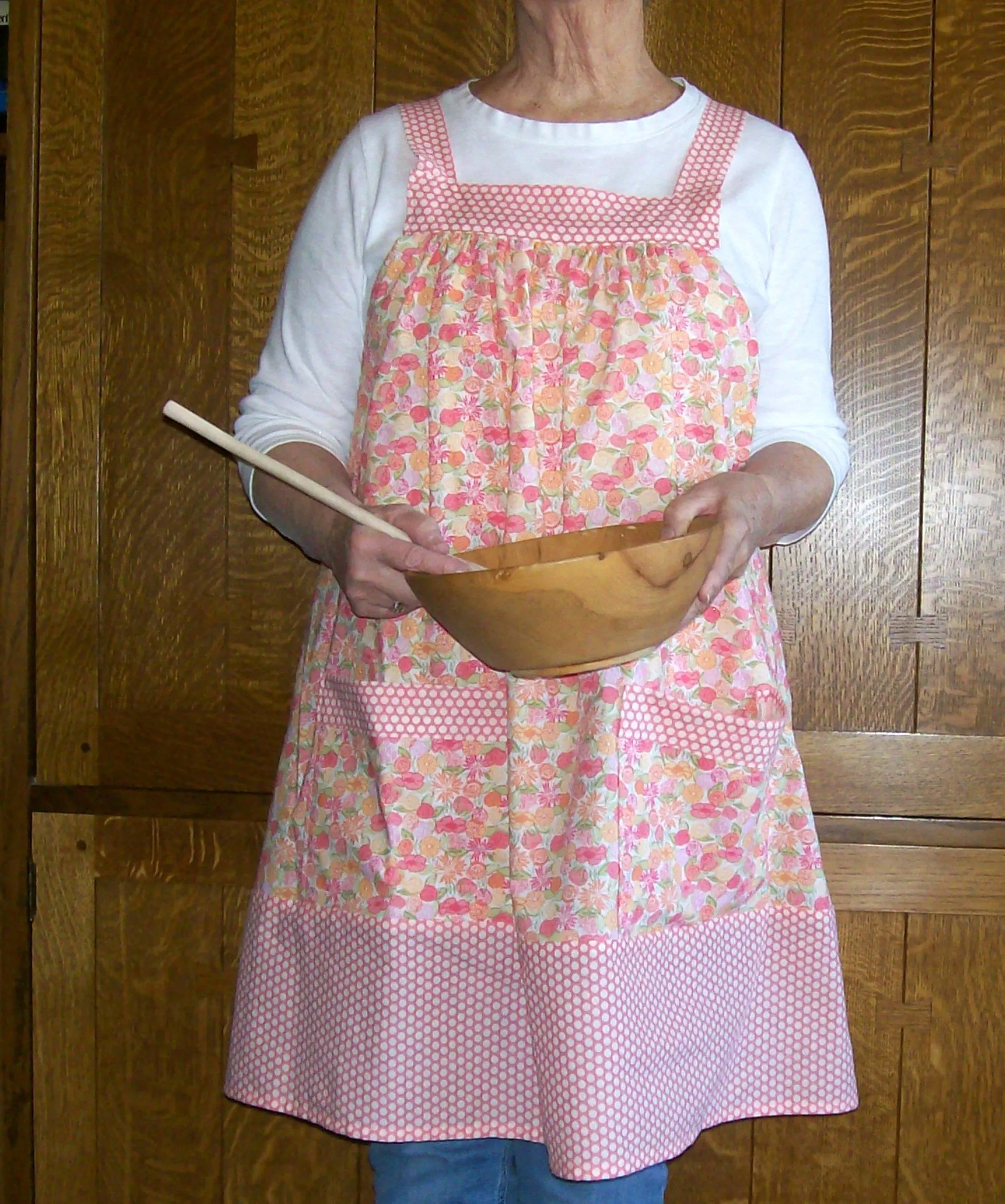 Romantic  Pink Small Floral Print Loose Open Apron