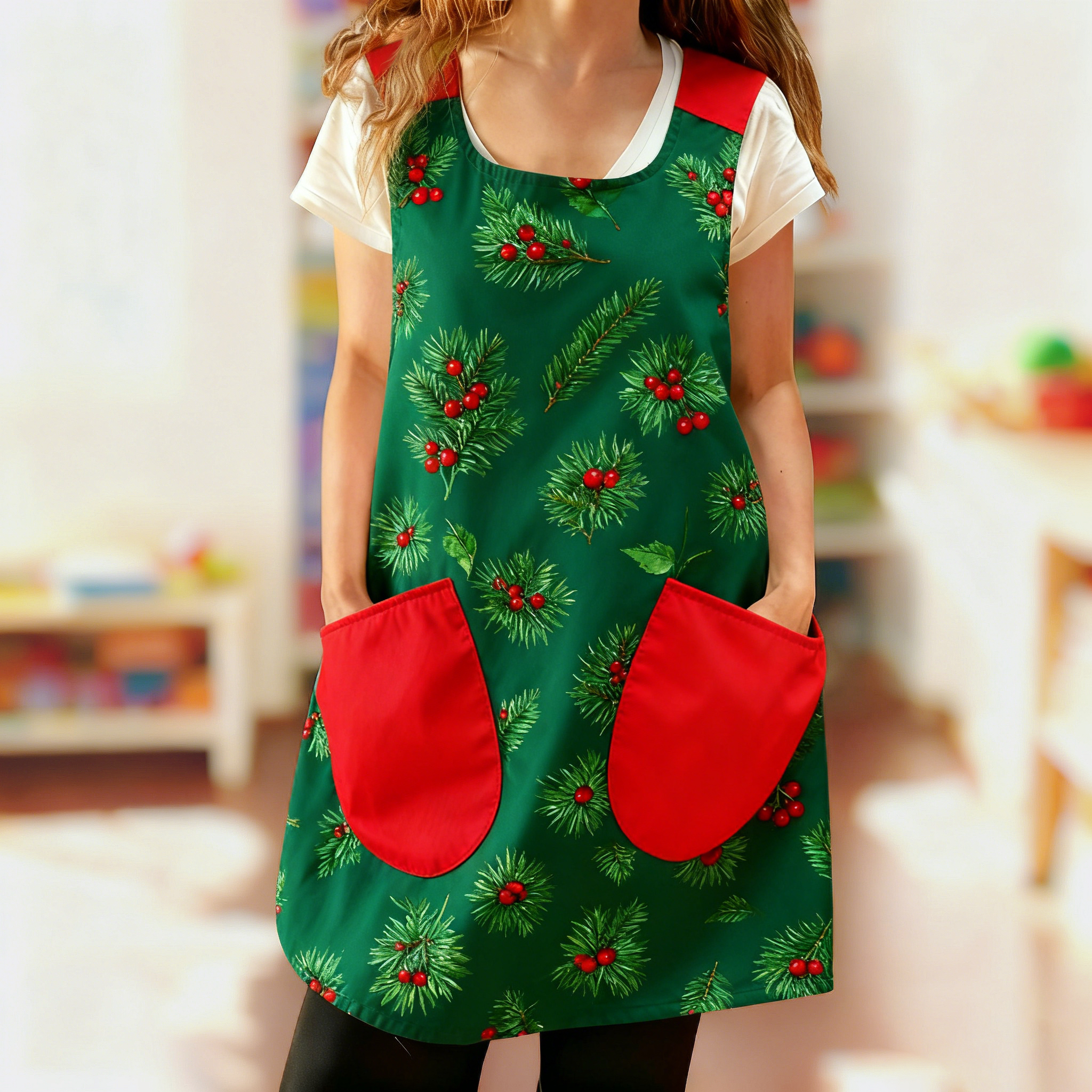 Christmas Pine Cross Strap Apron