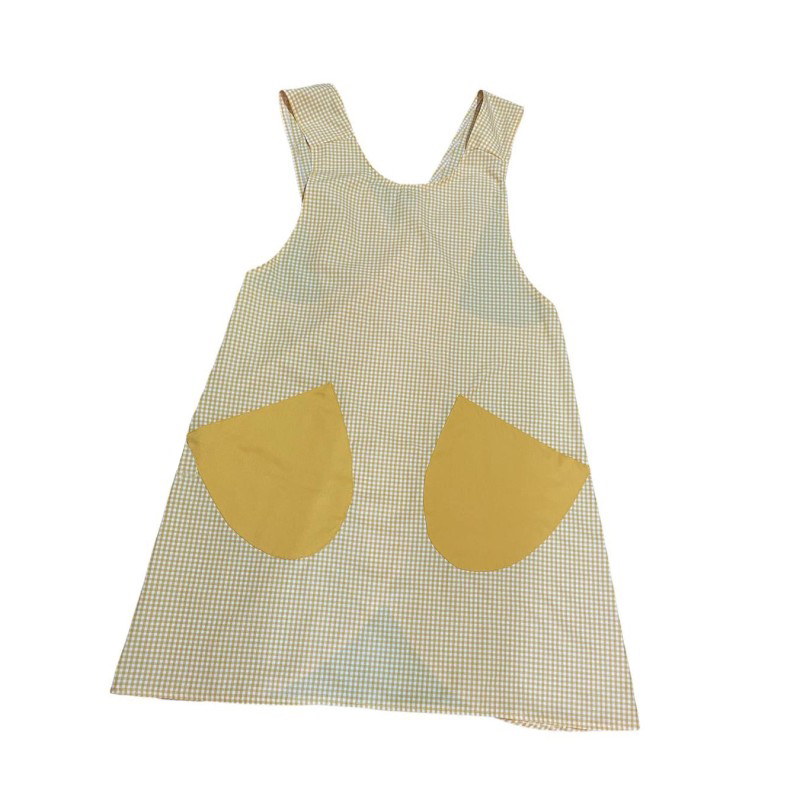 Lemon Yellow Checkered Cross Strap Apron
