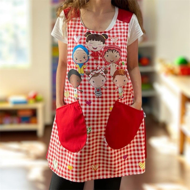 Friends Party Red Plaid Cross Strap Apron