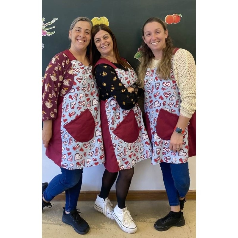 Cranberry Heart Cross Strap Apron