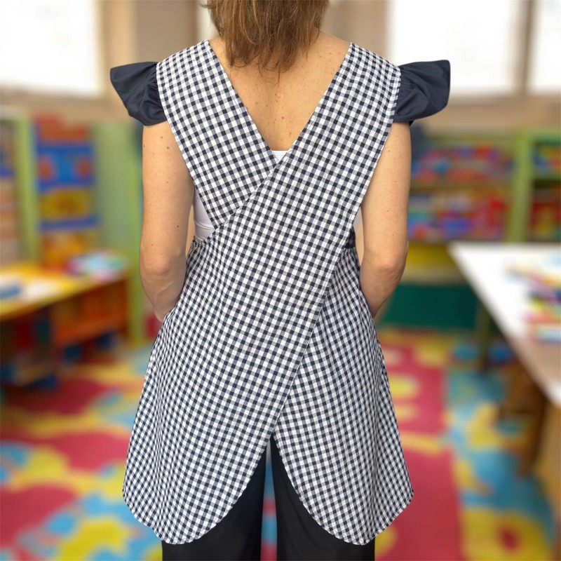 Black And White Plaid Cross Strap Apron