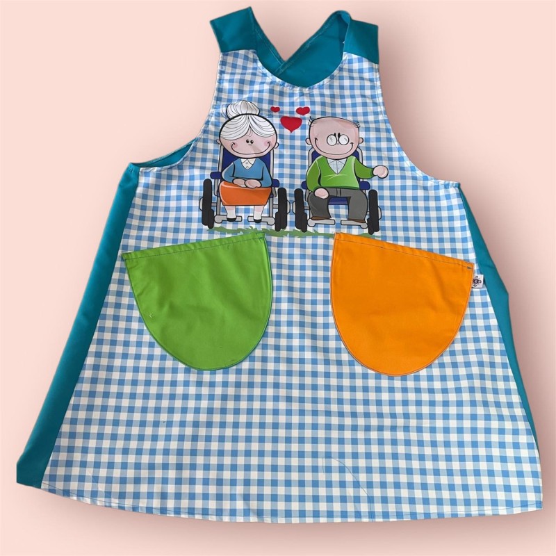 Warmth Elderly Companion Plaid Cross Strap Apron