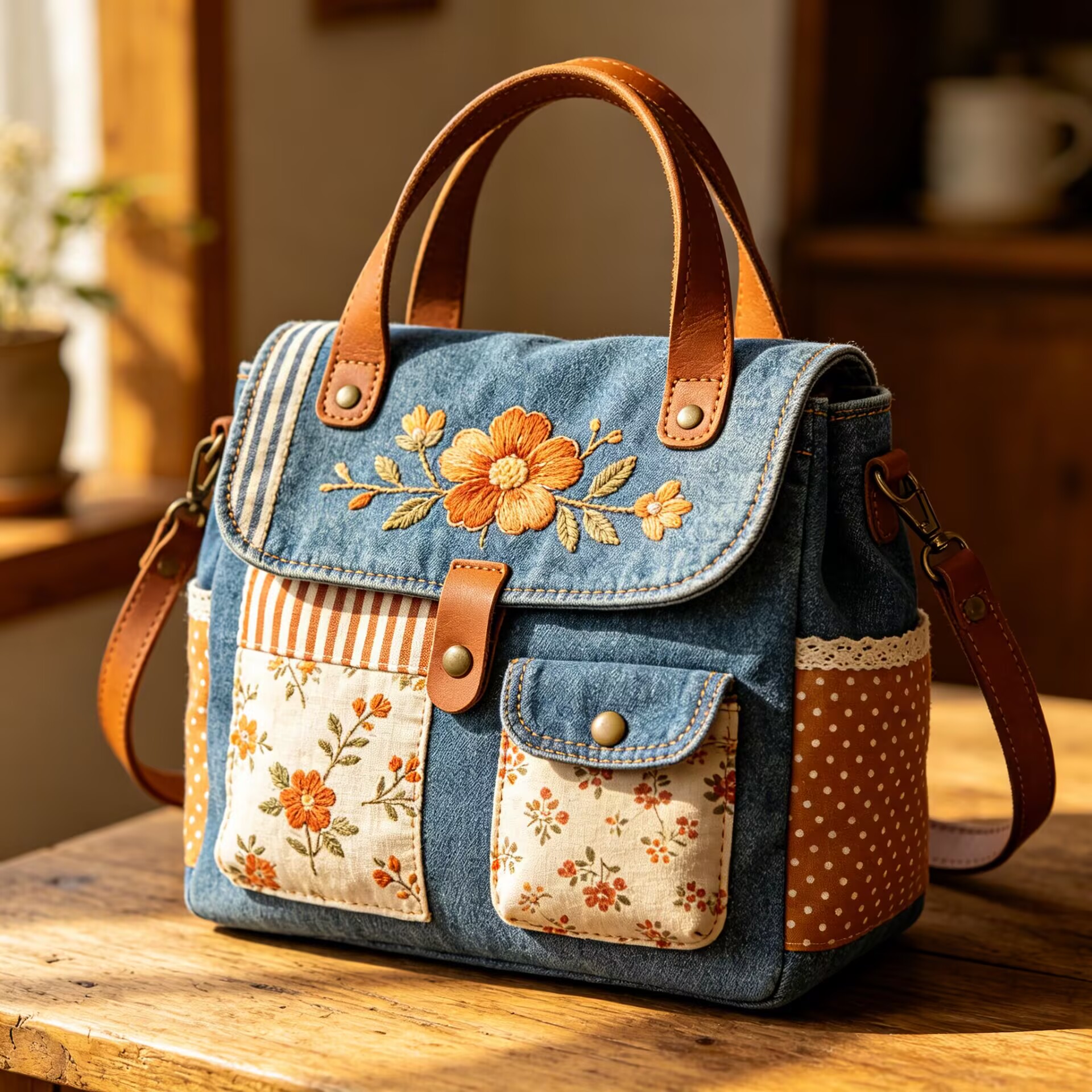 Amber Bloom Patchwork Bag