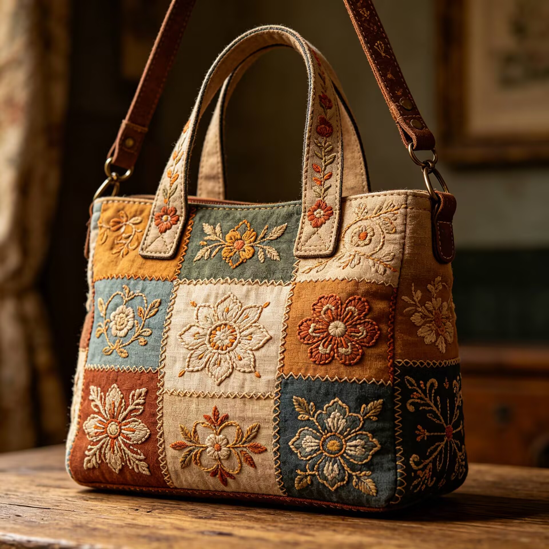 Embroidered Garden Patch Tote