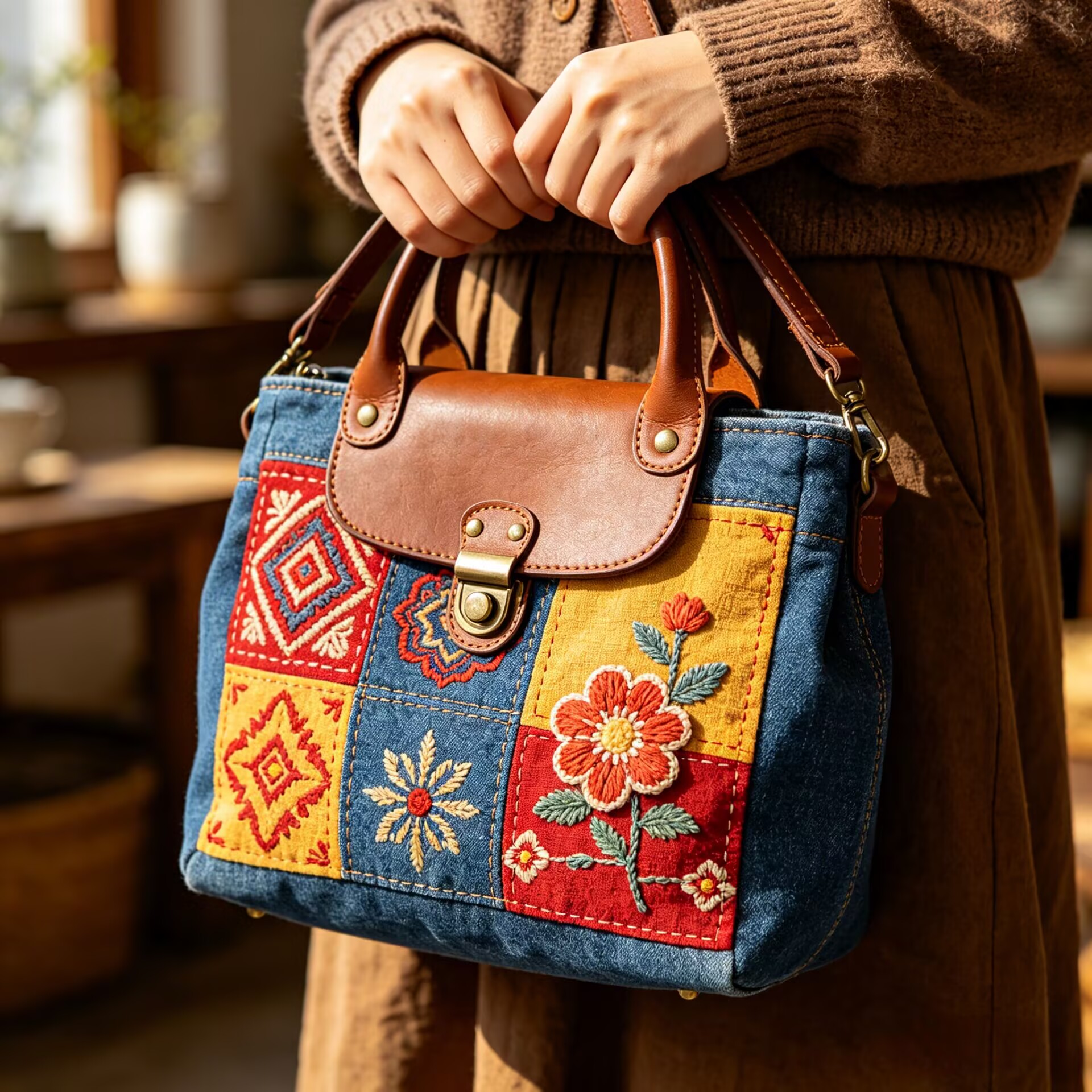 Woven Mosaic Patchwork Bag