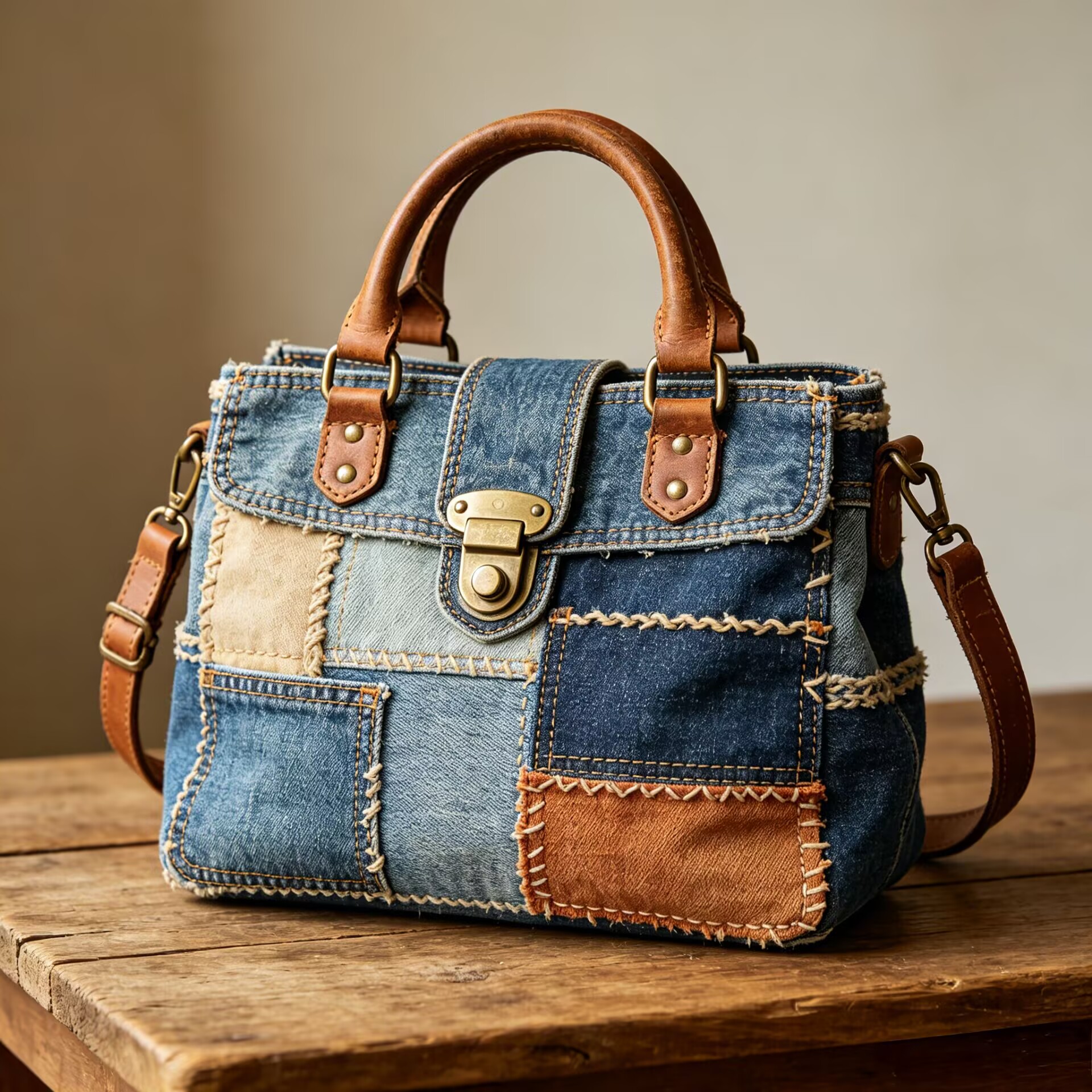 Indigo Weave Patchwork Bag